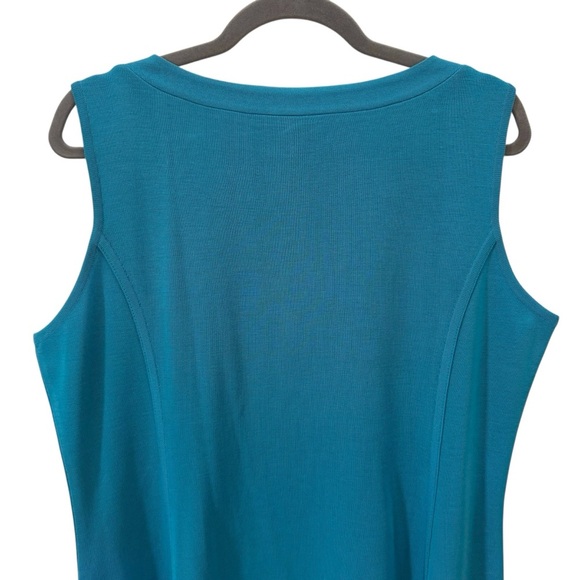 NWT Misook Sleeveless Square Neck Sheath Dress Teal Blue Size Large - Picture 5 of 7